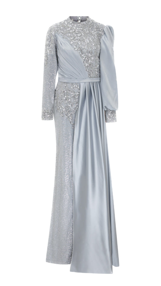 Enchanting Crystal Stone Embroidered Evening Dress - Length: 170 cm