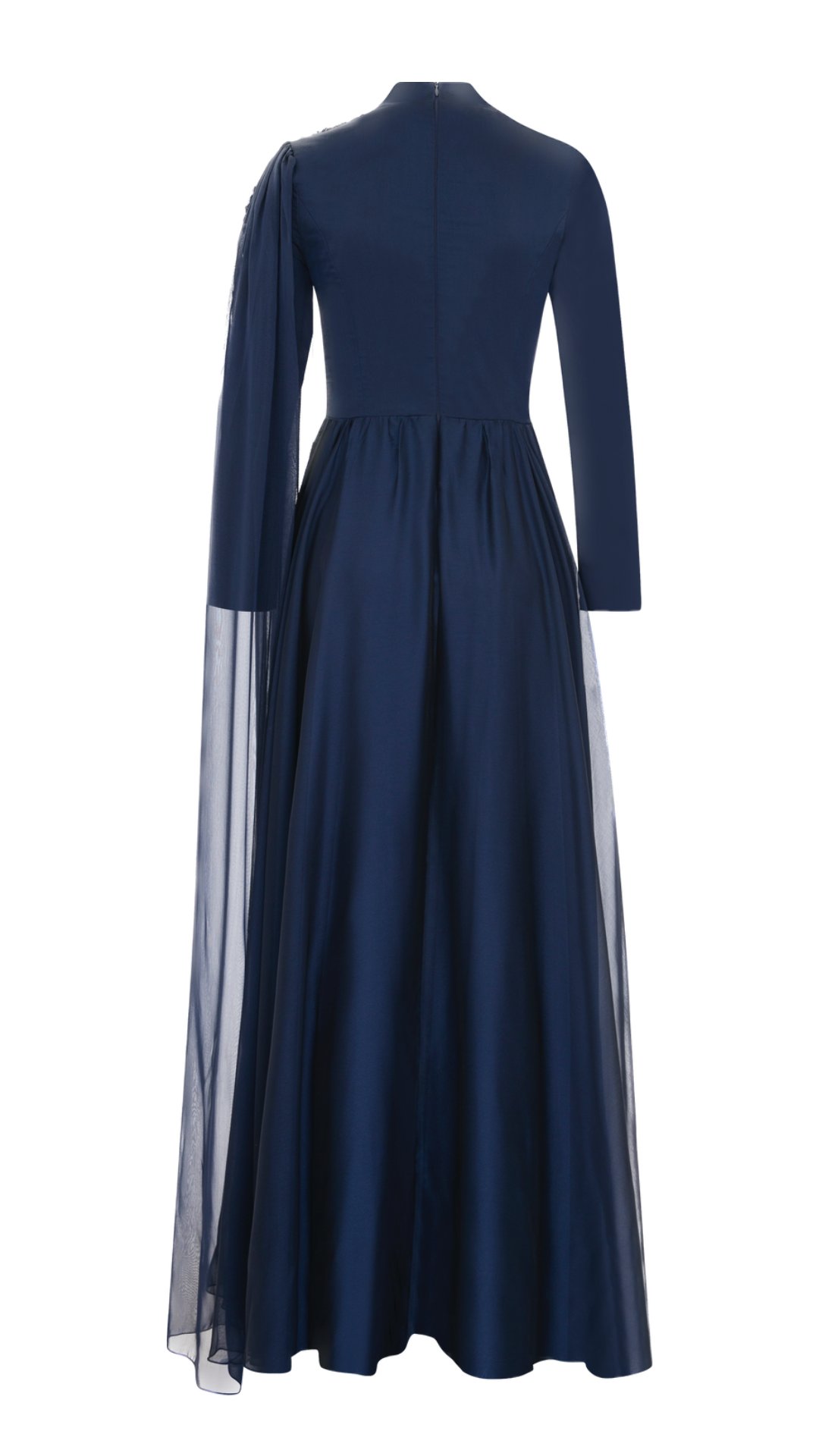 Janjan Chiffon Elegance: Modest Full Mold Dress with Beaded Cape Detail