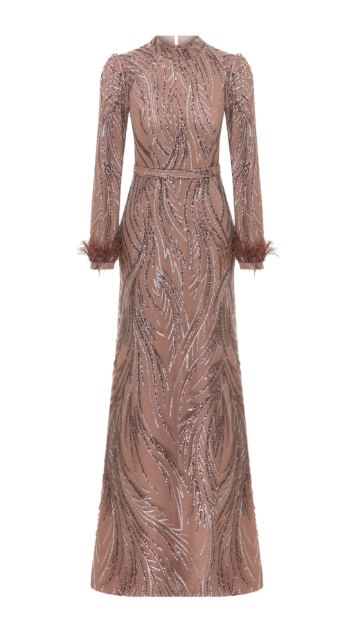 Glamorous Glitter Evening Dress - Front Length: 155 cm, Back Length: 175 cm