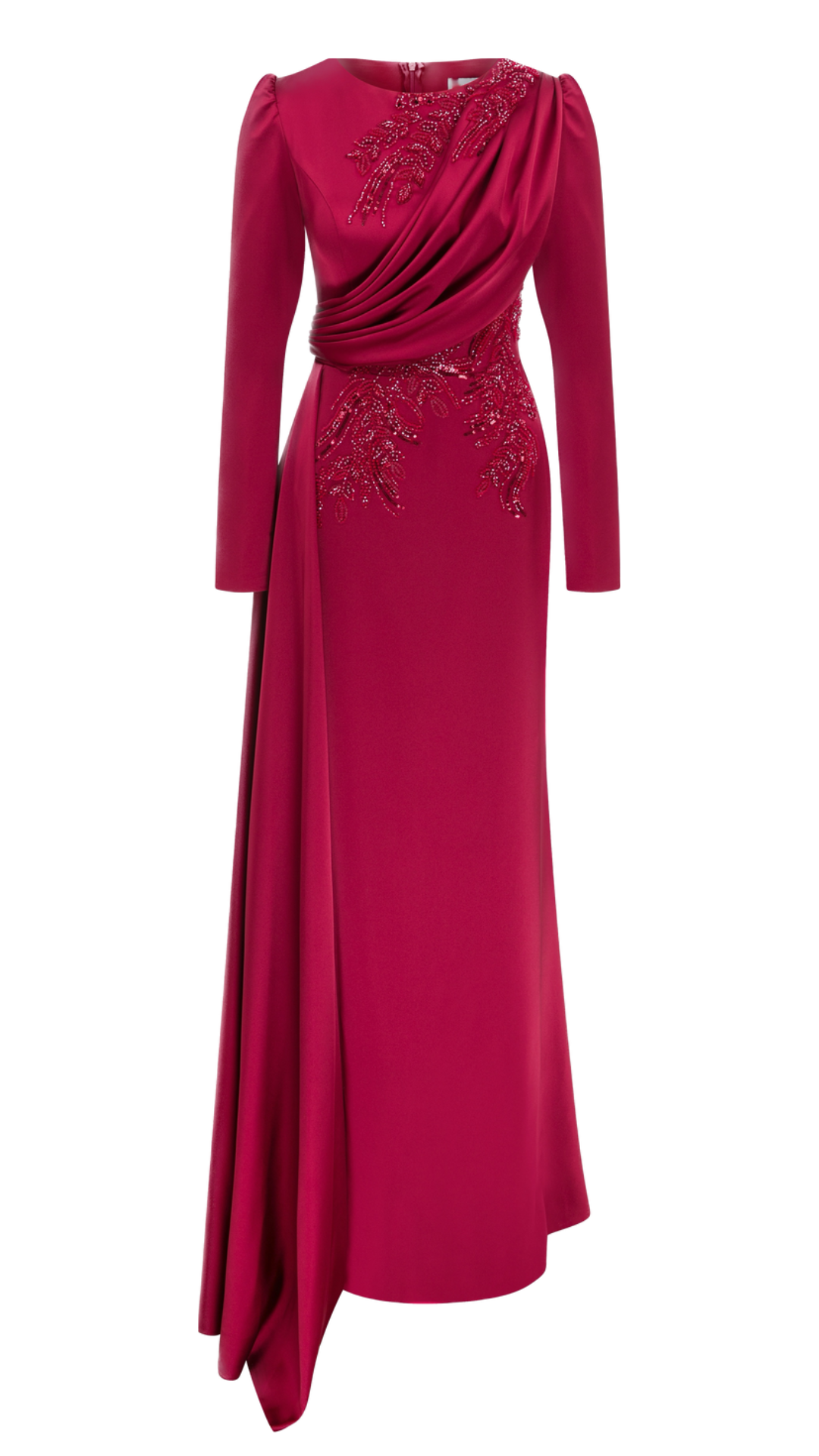 Regal Opulence: Full Mold Satin Dress with Cape Detail